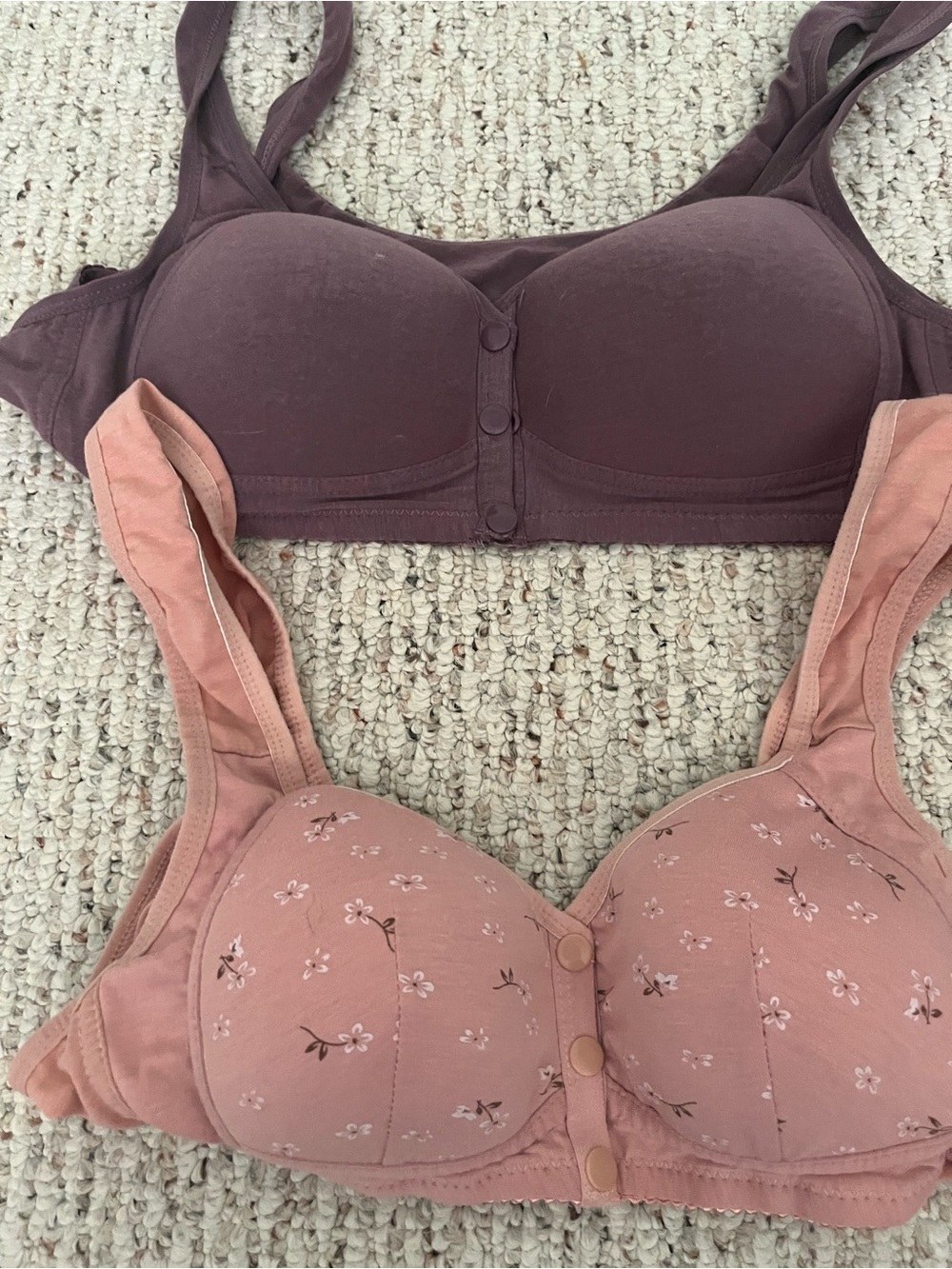 Set 4 Daisy Floral Wireless Bras Front Snap 6xl DD? 45-53 Bust Pink Black Purple - Picture 2 of 7